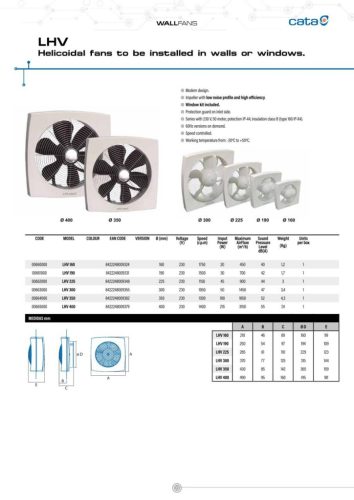 Cata LHV-160 ablakba és falsíkba építhető szellőztető ventilátor