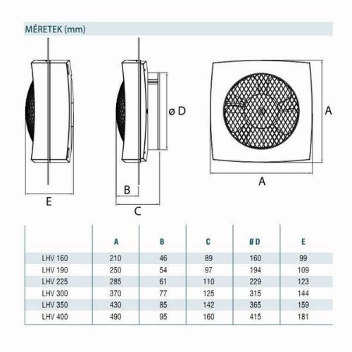 Cata LHV-190 ablakba és falsíkba építhető szellőztető ventilátor