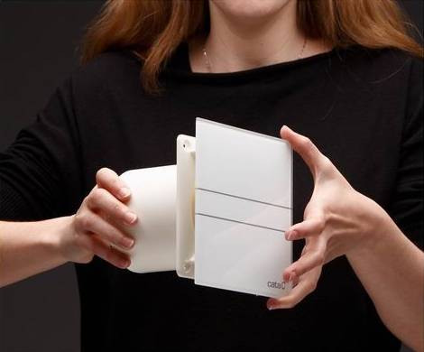 CATA E-100 GTH Szelőztető ventilátor fehér pára és időzíthető funkcióval üveg előlapos