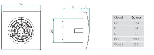 Aerauliqa Quasar N BB 100 Nagy Teljesítményű Szellőztető Ventilátor