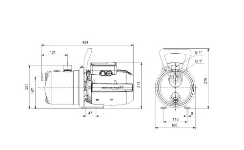 GRUNDFOS JP 5-48  Kerti, házi vízellátó szivattyú 1,5 m kábellel (99458769)