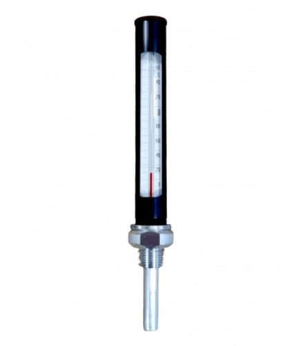 Kis egyenes fémtokos hőmérő 0...100°C L=160mm